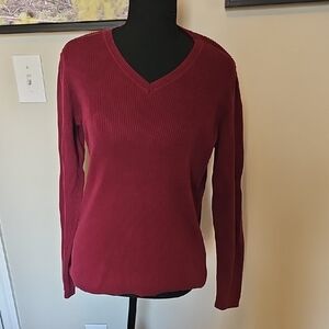Karen Scott Rich Burgundy V-Neck Sweater